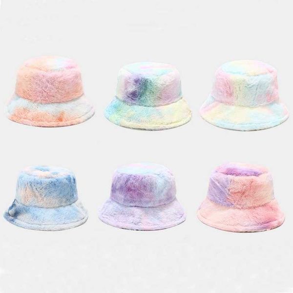 

wide brim hats fashion winter bucket hats thick ice color fisherman hat foldable light colorful fake rabbit fur wide brim hat for female aa2, Blue;gray