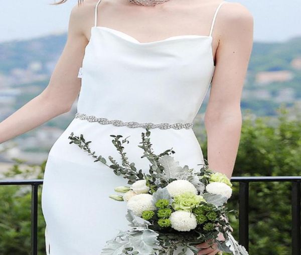 

women wedding sash elegant silver rhinestone ribbon bridal sash handmade bride bridesmaid belt crystal dresses waistband accessori3878246, White