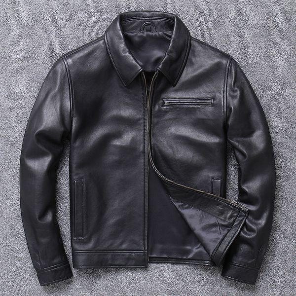 

men's jackets .plus size.spring genuine leather jacket.men quality business casual soft sheepskin coat.papa clothes.origianl 230509, Black;brown
