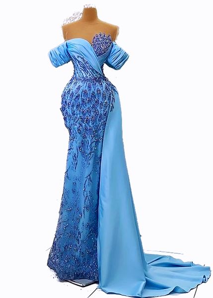 

aso ebi 2023 arabic lace crystals prom dress mermaid luxurious evening formal party second reception birthday engagement gowns dresses women, Black