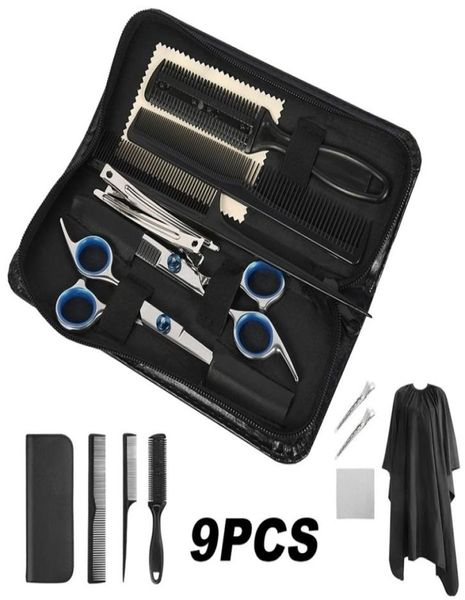 

scissors shears 9 pcs hairdressing barber kits hair trimmer cutting haircut comb clips accessories stainless steel 2209211890061