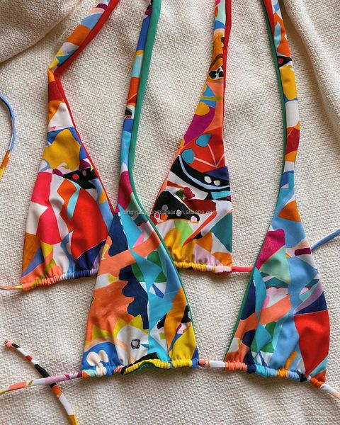 

women's bra women bikini halter with g-string thong mini set swimwear, Red;black