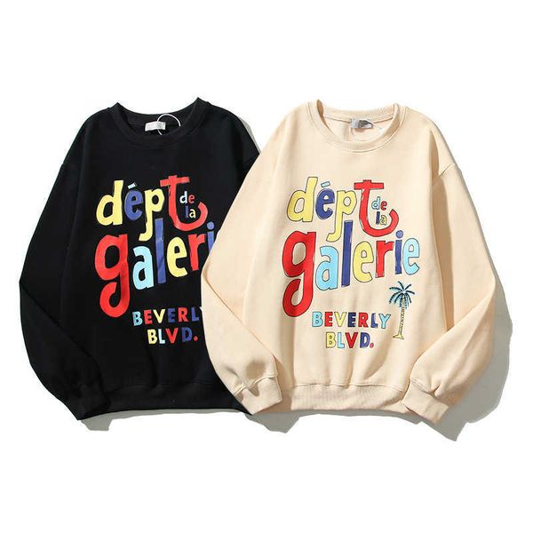 

trendy graffiti rainbow funny letter loose crew neck sweatshirt for men and women, Black;white