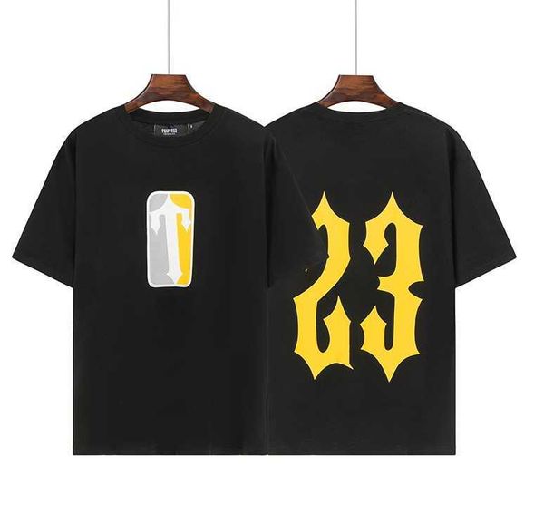 

designer fashion clothing tshirt tees summer small fashion trapstar loose relaxed print round neck short sleeve couple rap tshirt for men wo, White;black