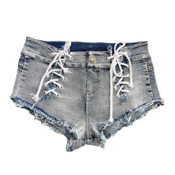 

women's shorts 2023 new women's bandage denim shorts feminino lace up jeans nightclub blue white black aa230508