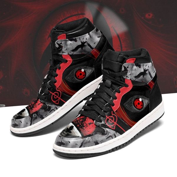 

fashion men women dress shoes itachi sharingan eyes sneakers classic onyx resin bottom high leather graffiti designer custom nrt anime athle, Black