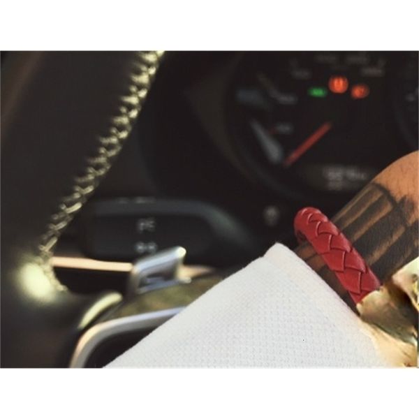 

beaded bracelet men leather stainless steel luxury men bracelet 230509, Black