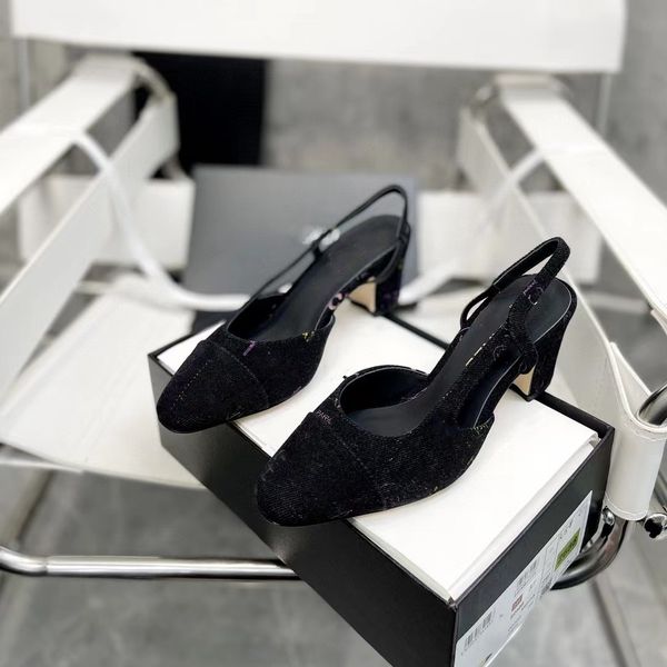 

20230510 women summer patchwork shallow sandals women's classics shoes mixed color chunky single shoes genuine leather sling sandals, Black