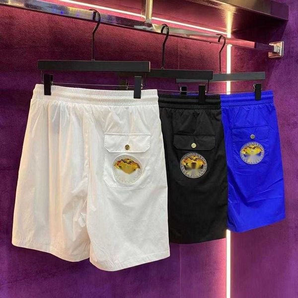

summer mesh shorts mens beach pants medusa embroidered trousers designer shorts mens swimming trunks high version casual short pants, White;black
