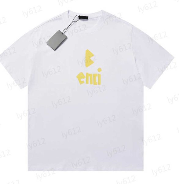 

summer spring designer mens t shirts fashion luxury brand yellow tape letter logo printed cotton round neck short sleeve t-shirt male clothe, White;black