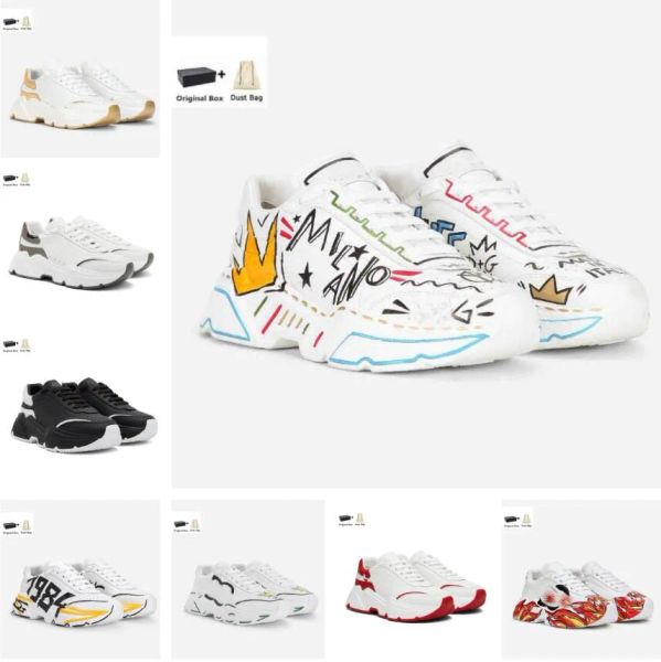 

with box popular men 2023 sports shoes super-flex rubber sole daymaster sneakers graffiti calfskin nappa leather man boy cool trainers e qtm, Black