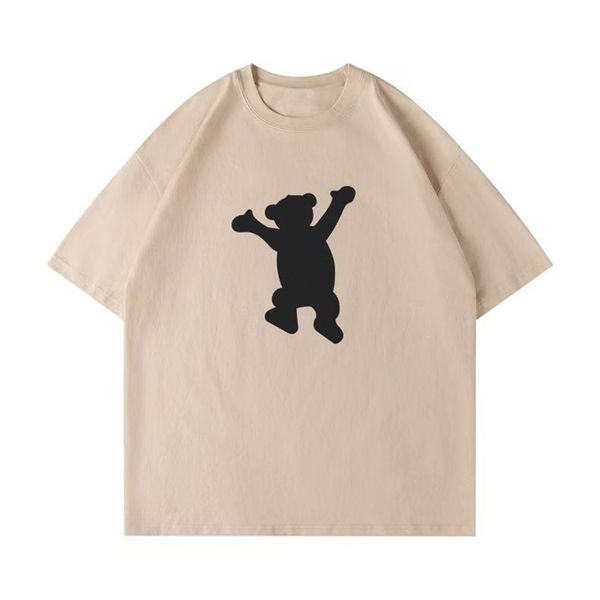 

designer t shirt mens t shirts fashion bear logo round loose short sleeve couple tshirt sports versatile casual cotton high street mens tee, White;black