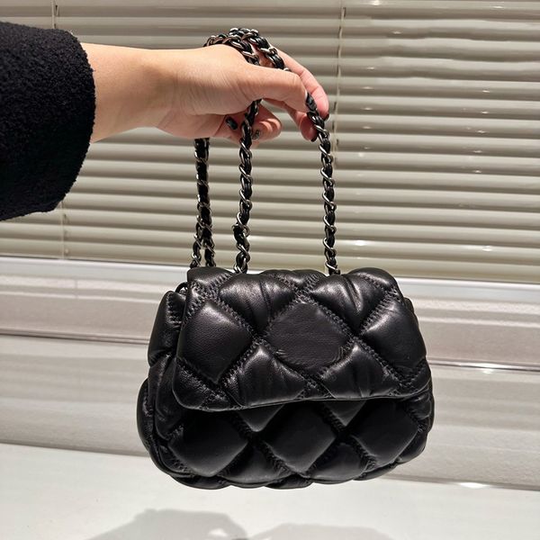 

classic mini puffer accordion minimalist quilted bags 17cm genuine leather soft cloud calfskin genuine leather clutch outdoor sacoche handba