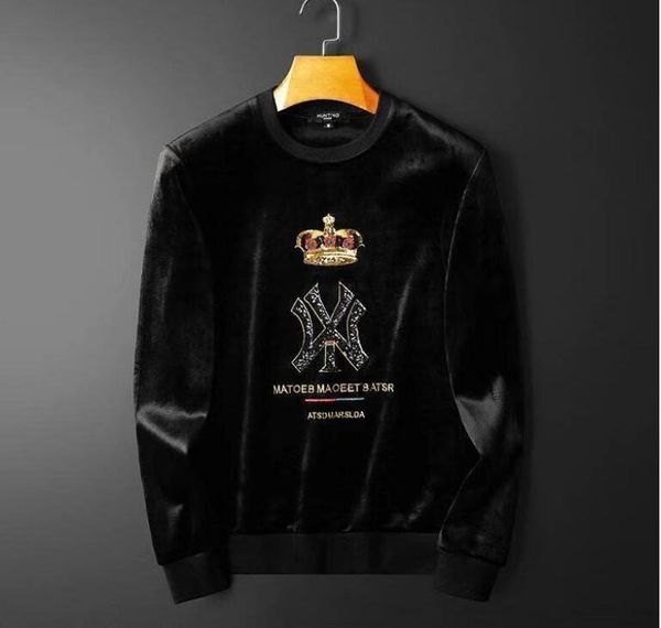 

men's hoodies & sweatshirts foreign trade men's clothing, autumn and winter, crown, golden velvet, thickened long sleeved sweater,, Black