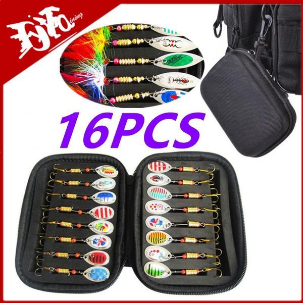 

baits lures 16pcs metal spoon spinner fishing lure set spoonbait crankbaits wobblers for pike crochet kit artificial bait gifts 230509
