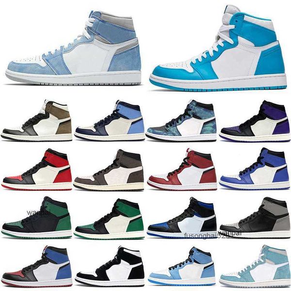 

2022 2021 retro basketball shoes 1 men's 1s turbo green hyper royal unc dark mocha obsidian tie dye court purple bred toe cactus jack c