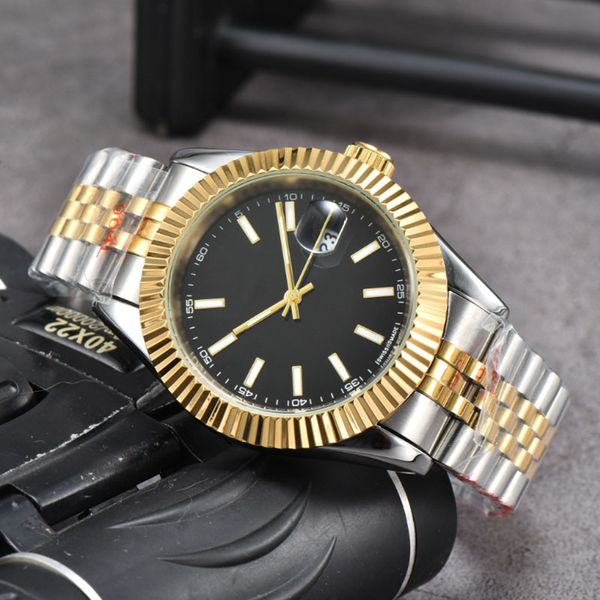 

relogio masculino mens luminous watches luxury watch fashion black dial calendar gold bracelet folding clasp master male gifts couples s0kd8, Slivery;brown