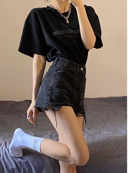 

women's shorts feynzz's summer wear is a trend of women's salty and sweet western-style age-reducing fried street denim short, White;black