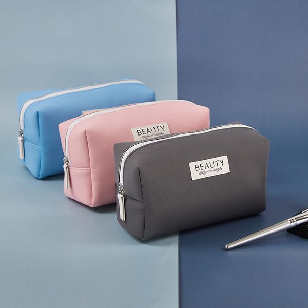 

dhl50pcs cosmetic bags women polyester letter prints large capacity waterproof solid wash storage bag mix color