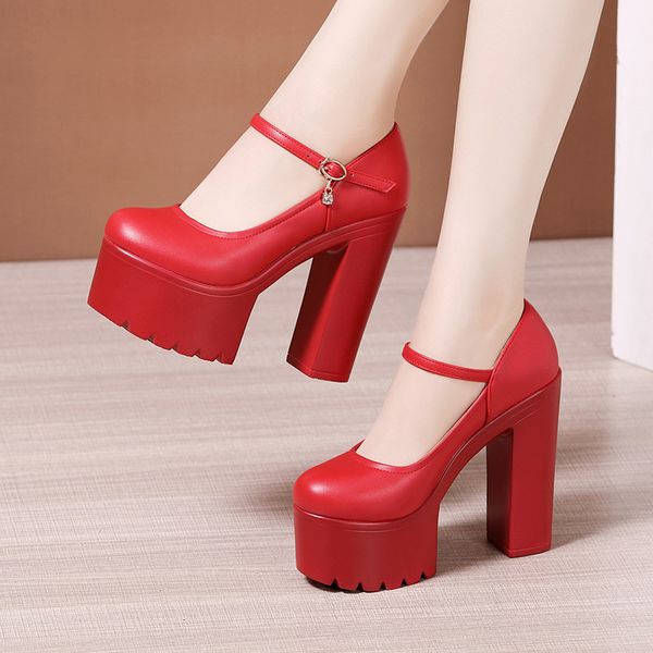 

height increasing shoes big size elegant office women party ladies sliver red white platform pumps 15cm thick high heels black lady a0006 23, Black;white
