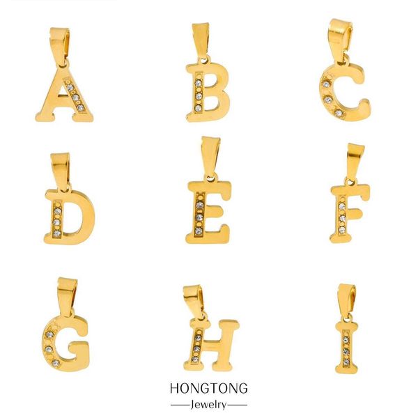 

metal diamond bracelet stainless steel letter small pendant series diy random combination necklace, Golden;silver