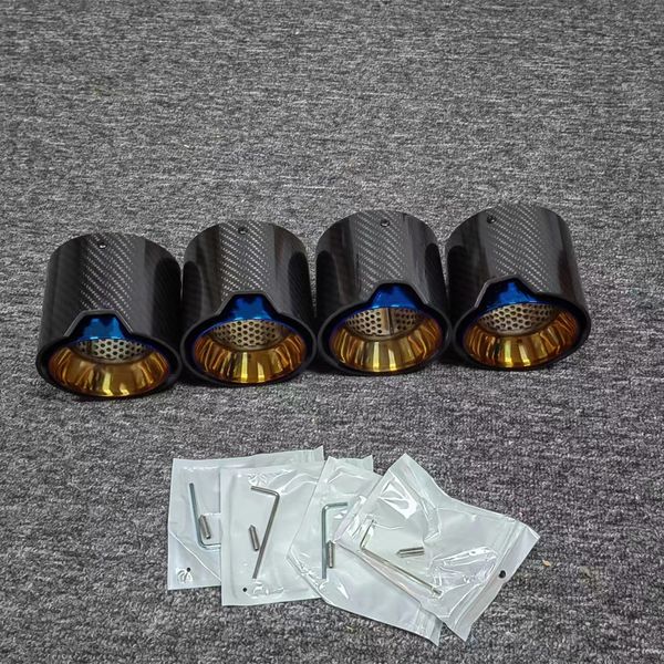 

4 pcs exhaust pipe for b-m-w g83 g82 g80 m4 2020+ black/blue muffler screw style exhaust tips with m logo