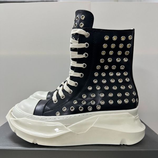 

metal hole men boot designer women luxury trainer double sole men height shoes plus size 45 46 47 48, Black