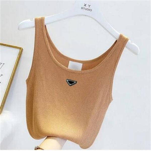 

prrra summer white women tees crop embroidery off shoulder black tank casual sleeveless backless shirts luxury designer solid color vest 00