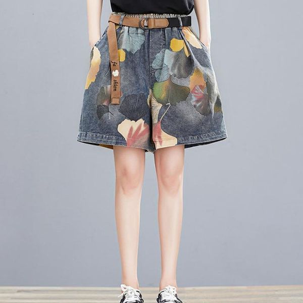 

women's shorts women's summer loose retro printed wide leg denim shorts trendyol jeans pant short pants ladies woman clothing pant, White;black