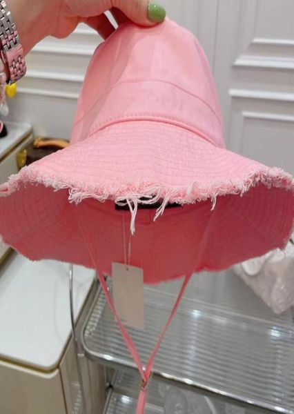 

2022 beach new metal raw edge shade literally fashion bucket hat woman wide brim hats summer le bob artichaut9493211, Blue;gray
