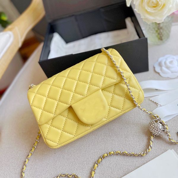 

ladies designer classic mini flap square bags pearl crush strass ball silver metal hardware matelasse chain crossbody shoulder adjustable st