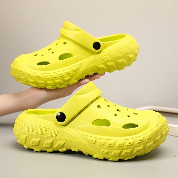

sandals fashion summer hole shoes baotou thick sole men's outdoor beach shoe's and slippers 230508, Black