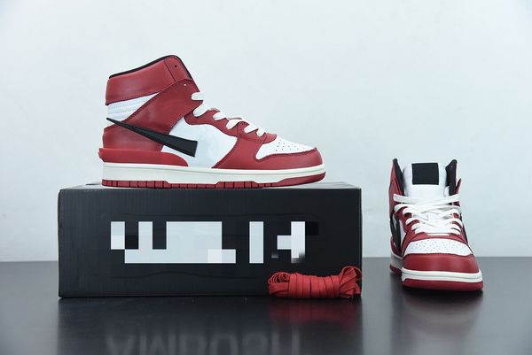 

with box ambush skate shoes outdoor-indoor duks high chicago red white athletics fly streetwear 2023 men women casual sneakers