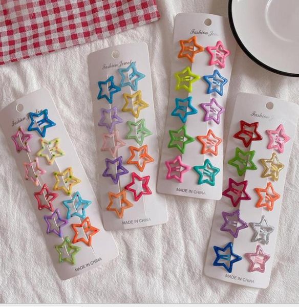 

38mm star metal snap hair clip cute baby hair clips for girls kids accessories big size candy color hairpins barrettes5553465, Slivery;white