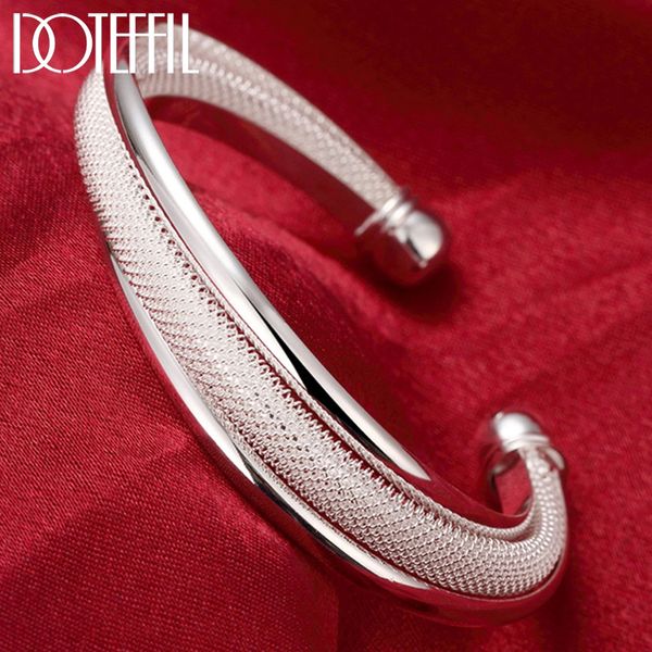 

bangle doteffil 925 sterling silver fashion jewelry large reticulated bracelet women wedding engagement 230508, Black