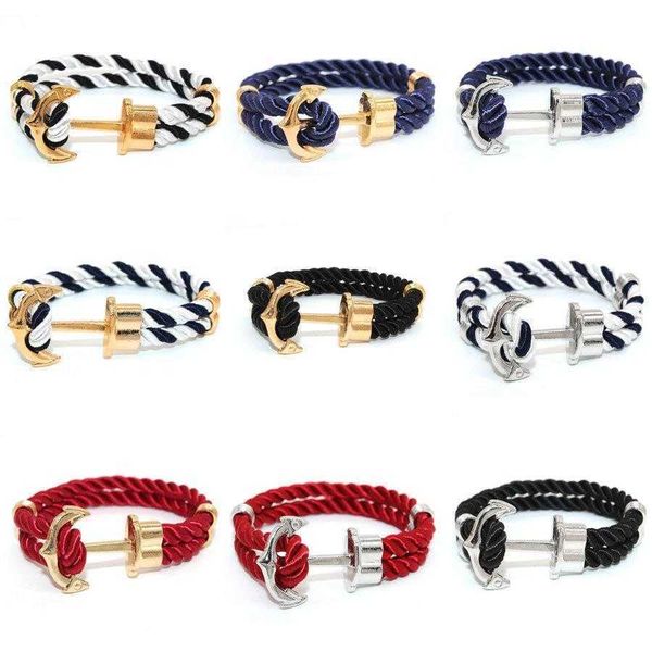 

colored rope anchor chain style hook bracelet couple, Golden;silver
