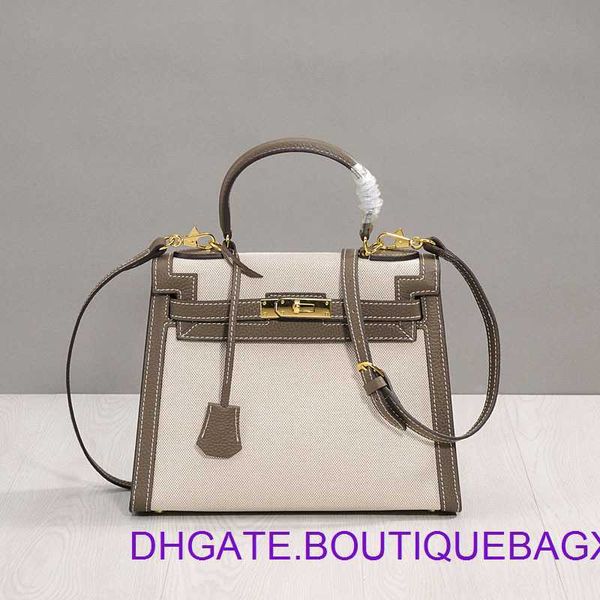 

designer hremm kelys's bags for sale handheld layer leather with linen bag women's 2023 new one shoulder versatile casual and simp