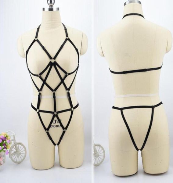 

tie ties hollow out cleavage foreign trade bra set conjoined body tempts 3 maids to wear underwear4876141, Red;black