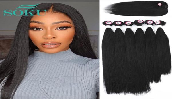

synthetic lace closure weaving bundles hair ombre red bundles soku nature straight hair extensions with lace closure 6 bundles 2205378171, Black;brown
