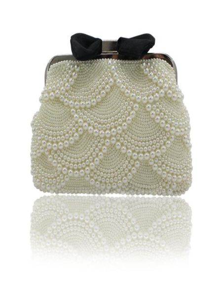 

2019 new fashion full pearls beaded bridal wedding hand bags ladies evening party one shoulder small clutch dinner bags beautiful5642876, Black