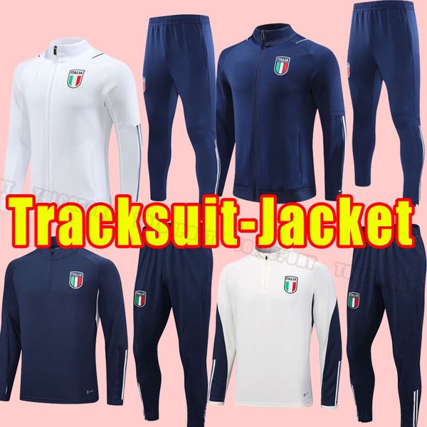 

italia bonucci soccer tracksuits jorginho insigne verratti hiesa barella spinazzola chiellini italys 2023 2024 long sleeve jacket tracksuit, Black
