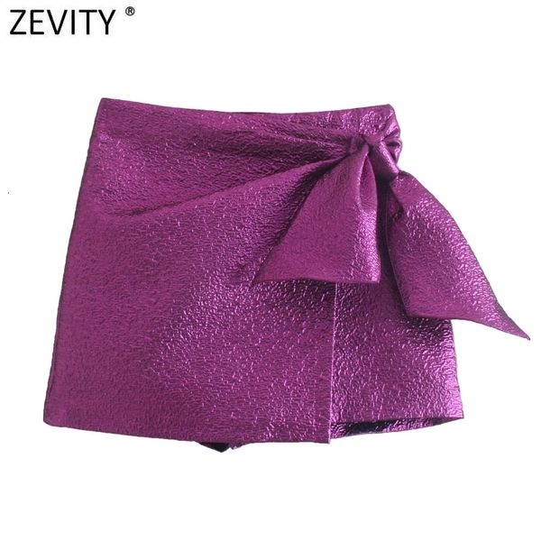 

womens shorts zevity women high street bow decoration texture purple skirts lady zipper fly chic pantalone cortos qun938 230508, White;black