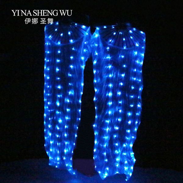 

sarongs 100% silk led rainbow dance fans women belly dance performance props 1pair leftright hand white/rainbow belly dance led fans 230509, Blue;gray