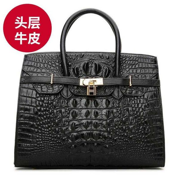 

designer bag tote bag handbags crossbody bag genuine leather women's bag new crocodile pattern high capacity headband layer cowhide hig