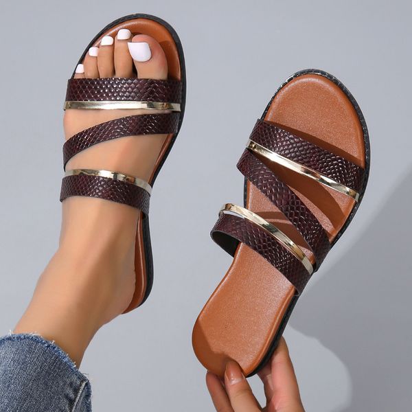 

slippers summer women's shoes plus size fashion sandals slippers female summer outdoor casual flat zapatos mujer indoor 1 230509, Black