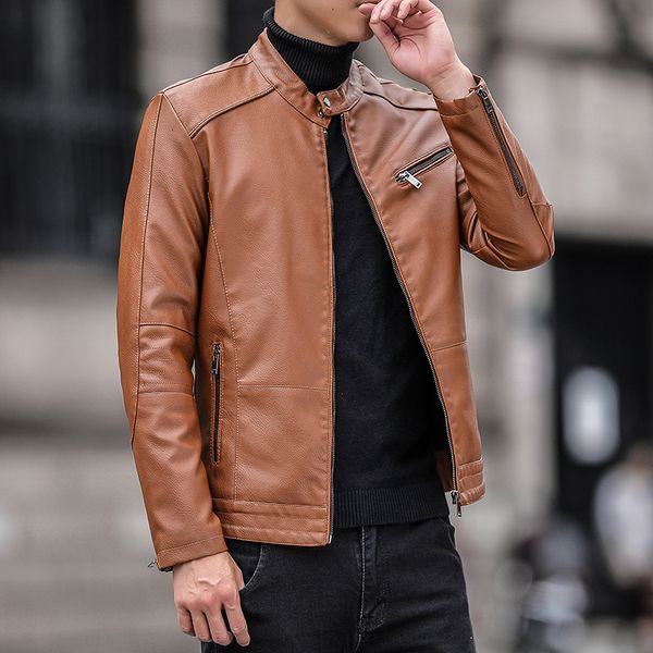 

men's jackets fashion dress suit coat mens jackets lapel business leather jackets men pu blazers korean style slim fashion leather coat, Black;brown