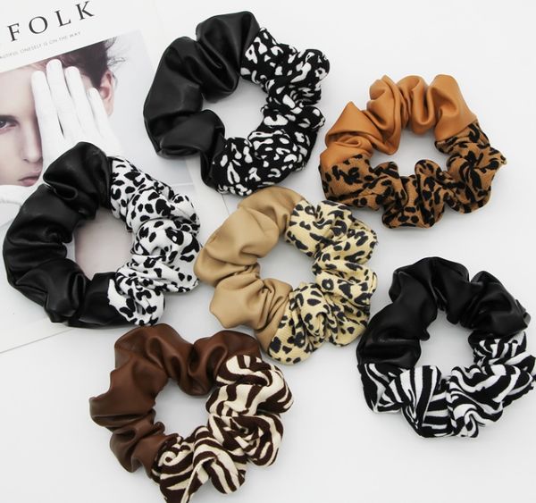

women leopard print hair rubber bands woolen leather elastic hair rope ponytail holder zebra stripe luxury hair accessories jewelry fashion, Pink