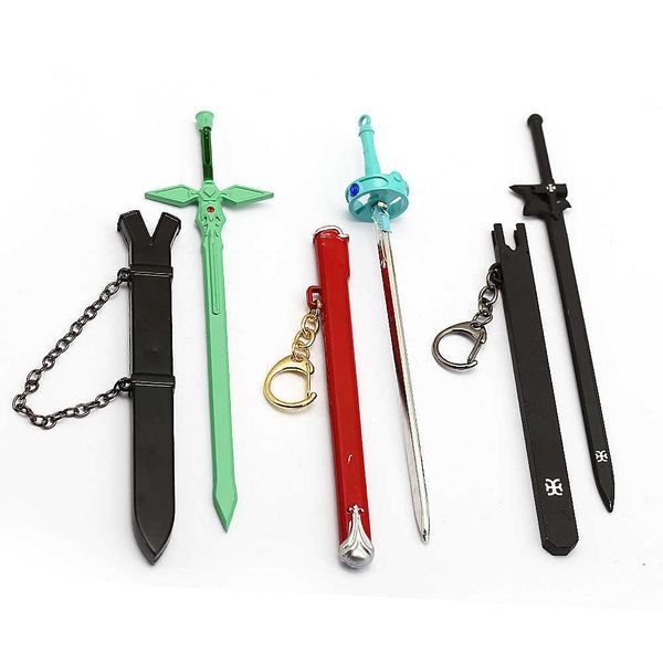 

keychains sao sword art online sword keychain metal tung people asuna kirito key ring holder men personalized chaveiro anime keychain j23042, Silver