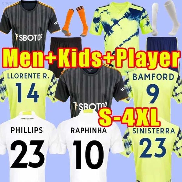 

leeds unitedes 22 23 soccer jersey 19 rodrigo 10 crysencio summerville 21 pascal struijk 23 luis sinisterra 11 jack harrison 7 brenden aaron, Black;yellow