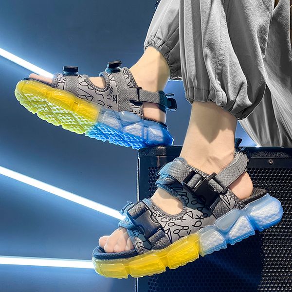 

sandals canvas men shoes summer large size 's fashion slippers big 4044 230508, Black